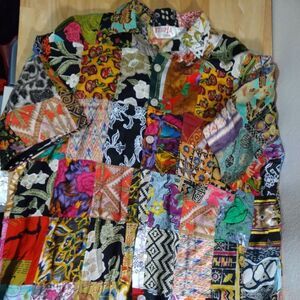 Vintage Utopia Hand Made Patchwork Madras Festival Shirt